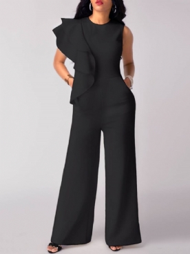 Asymmetri Ruffles-Jumpsuit Dames Met Wijde Pijpen