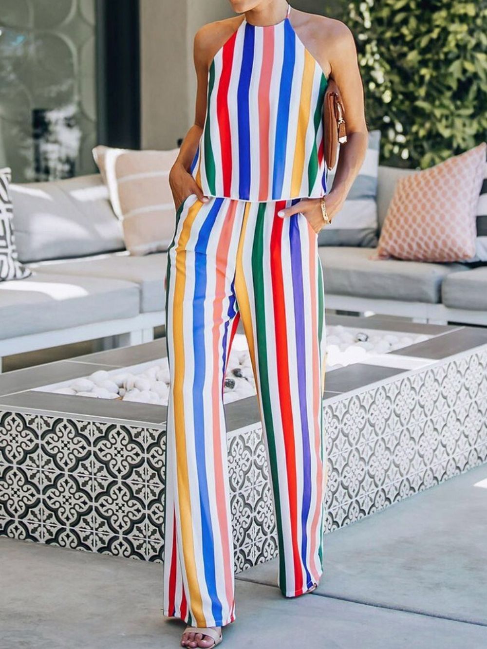 Asymmetrische Effen Westerse Slanke Rechte Jumpsuit