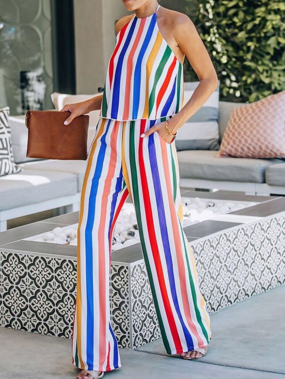 Asymmetrische Effen Westerse Slanke Rechte Jumpsuit