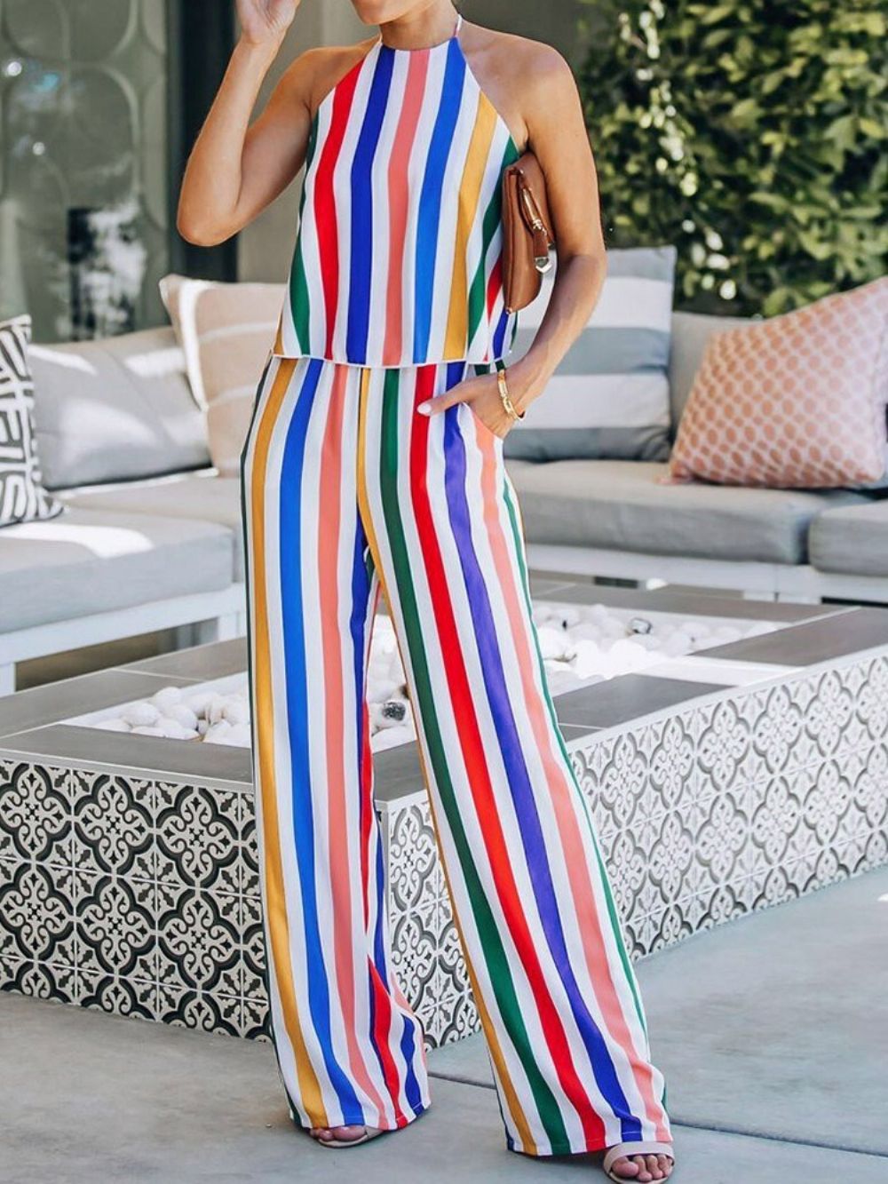 Asymmetrische Effen Westerse Slanke Rechte Jumpsuit