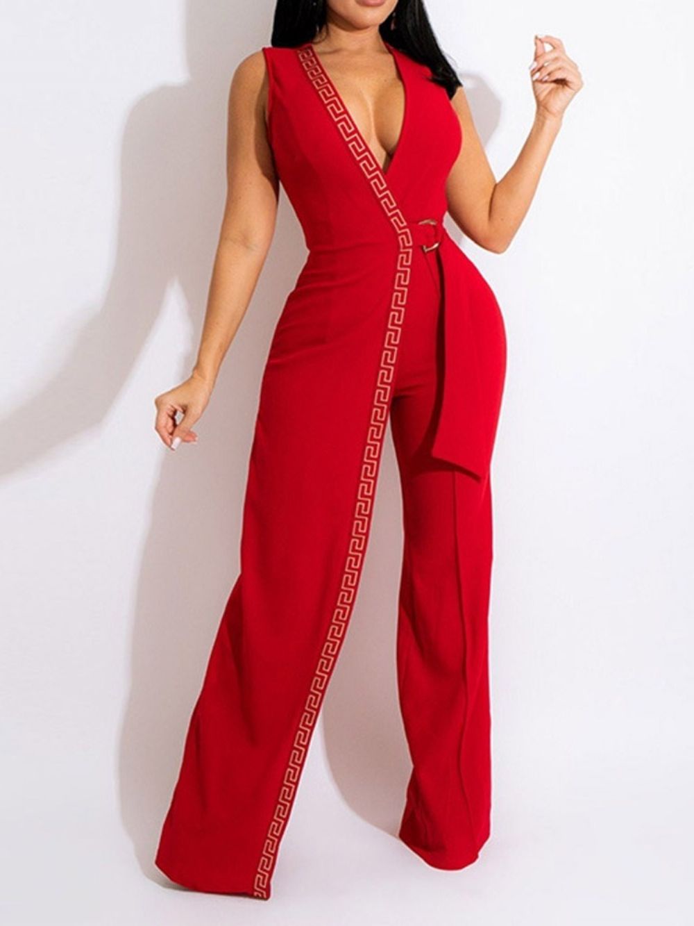 Asymmetrische Sexy Slanke Rechte Jumpsuit Over De Volledige Lengte