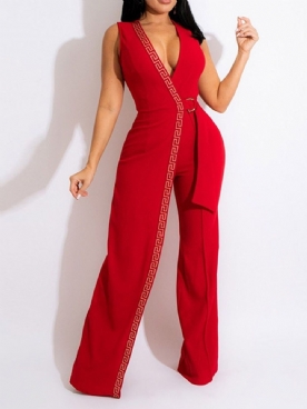 Asymmetrische Sexy Slanke Rechte Jumpsuit Over De Volledige Lengte