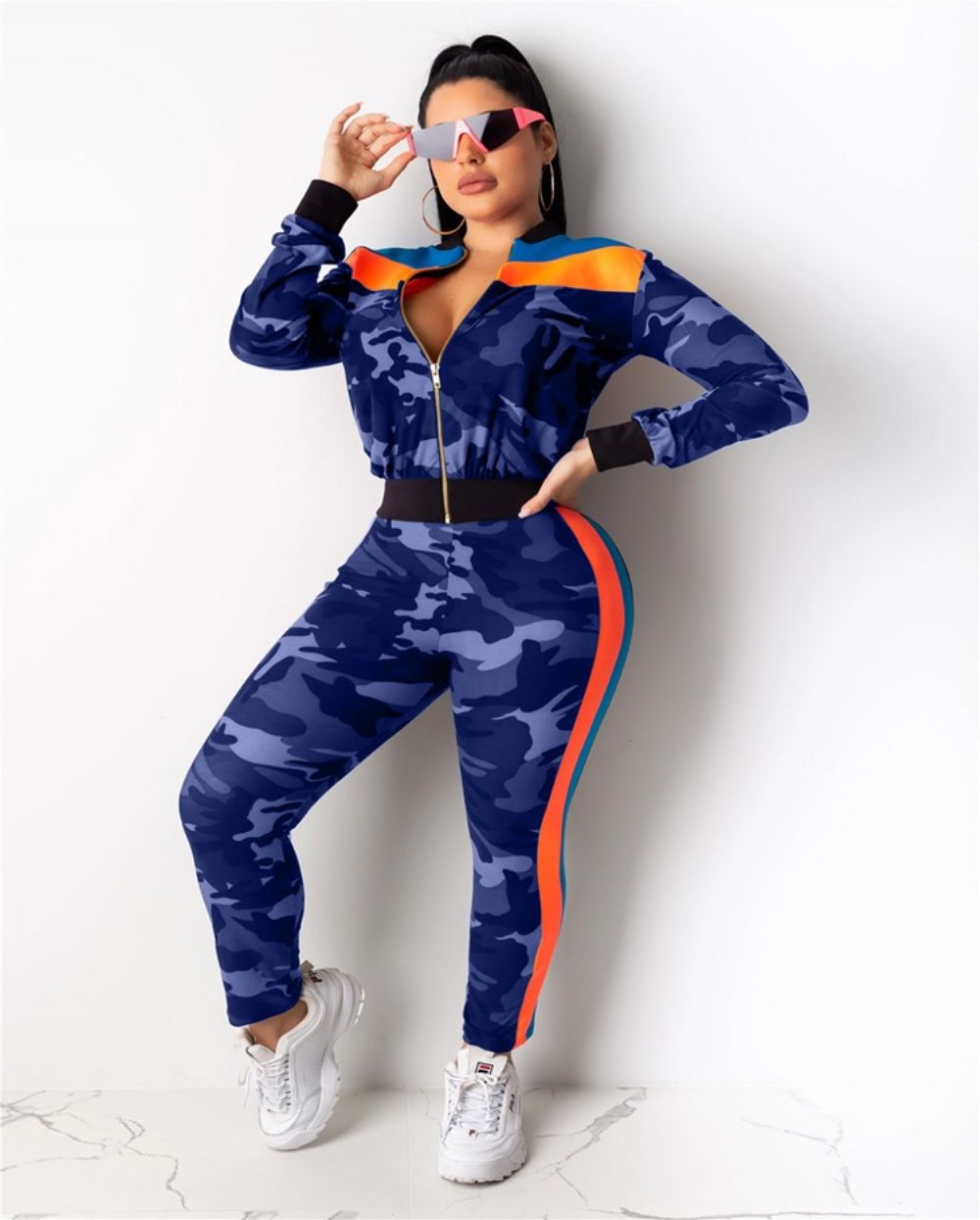 Camouflage Enkellange Slanke Jumpsuit