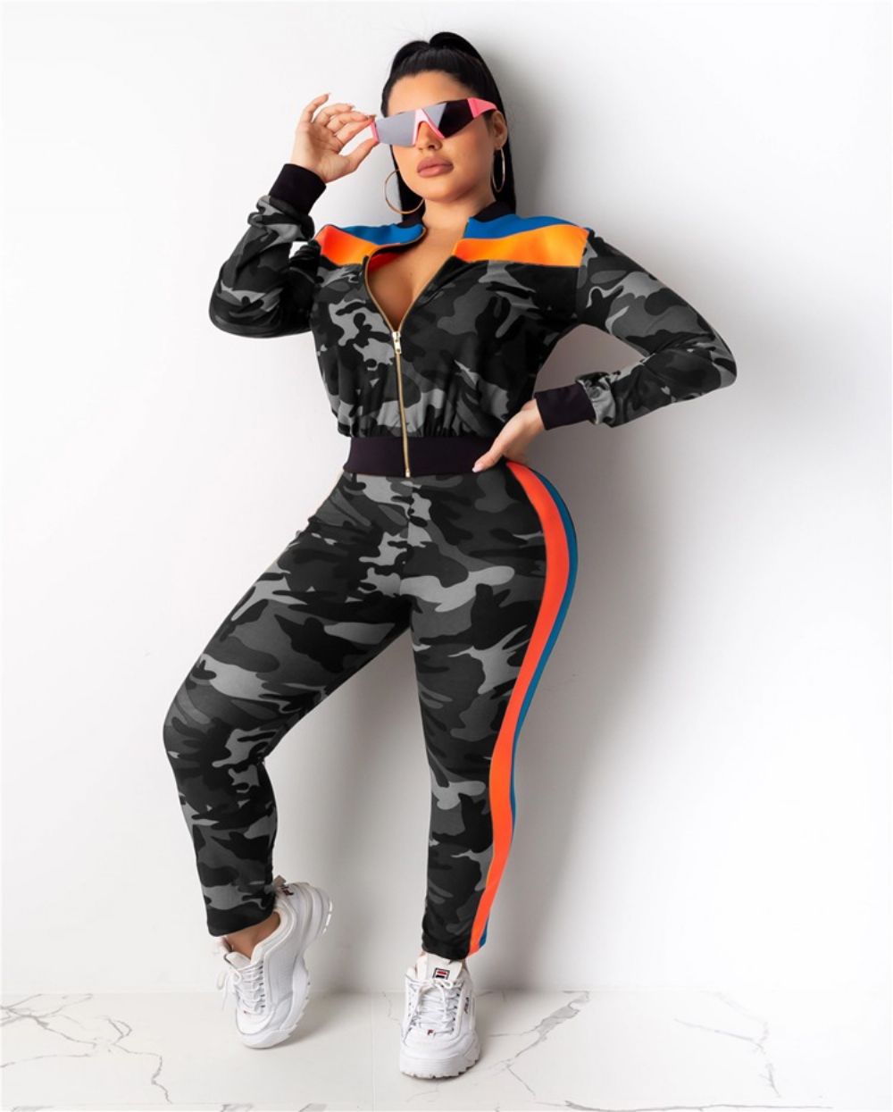 Camouflage Enkellange Slanke Jumpsuit