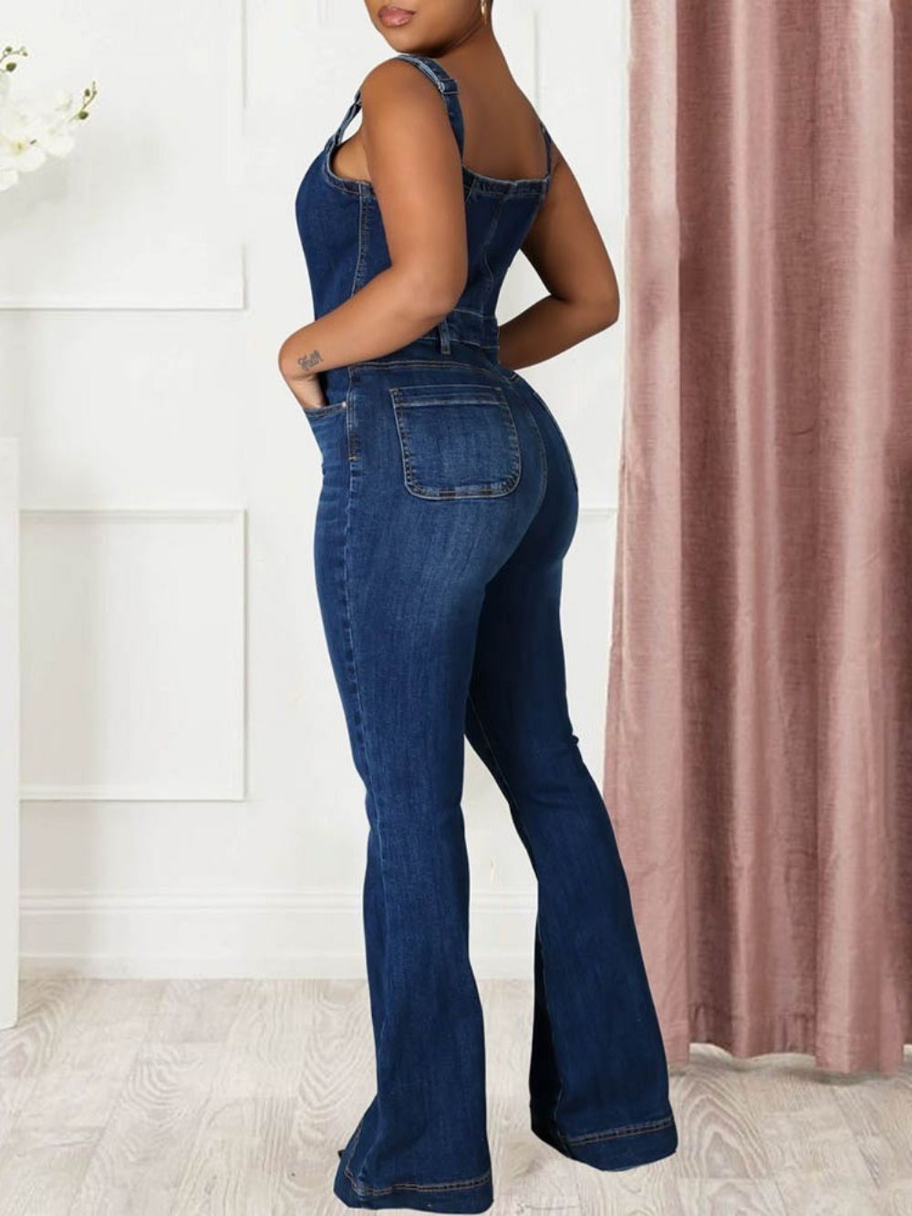 Casual Bretels Effen Slanke Bellbottoms Jumpsuit Dames