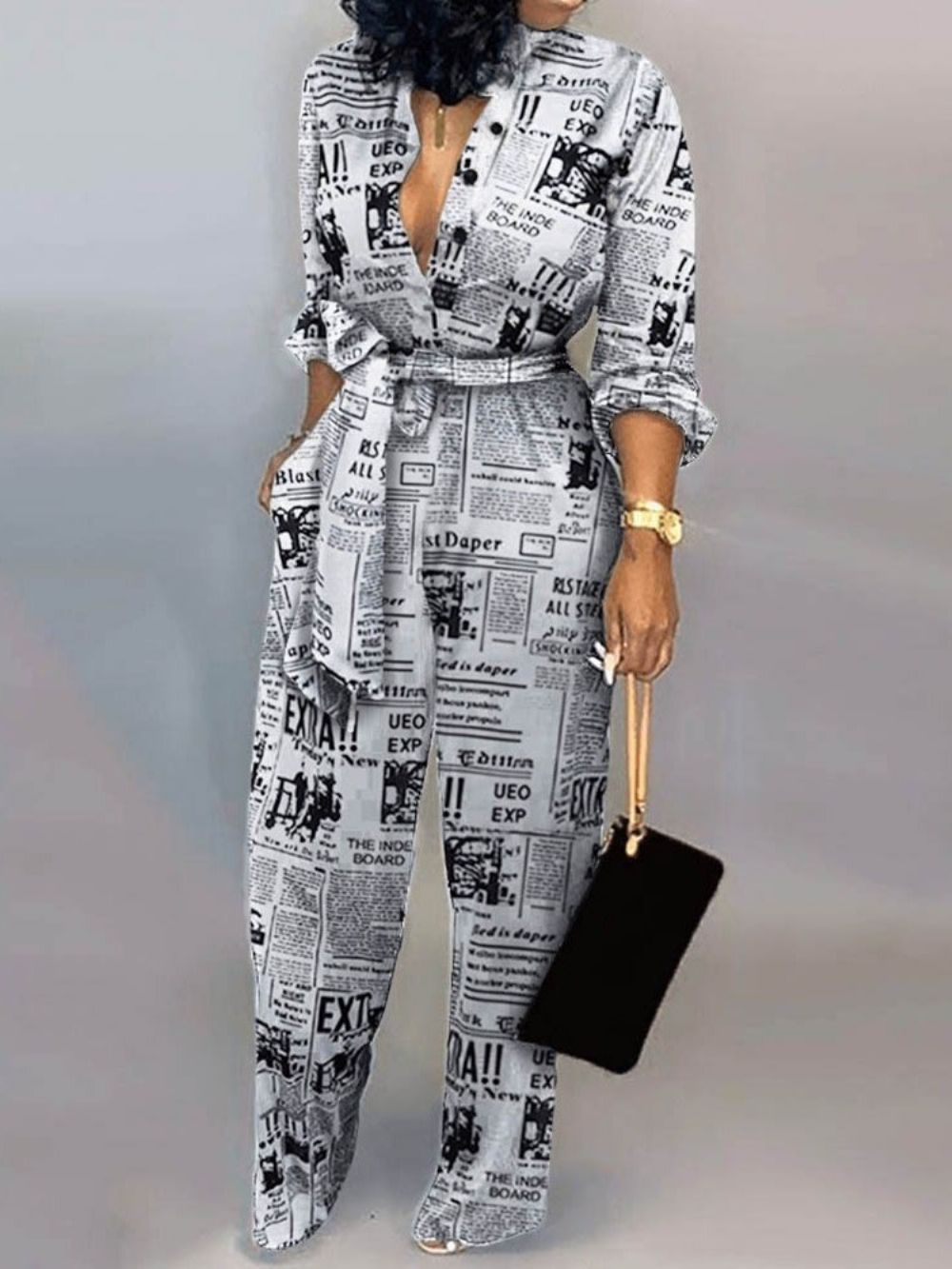 Casual Damesjumpsuit Met Rechte Taille En Veters In Luipaardprint