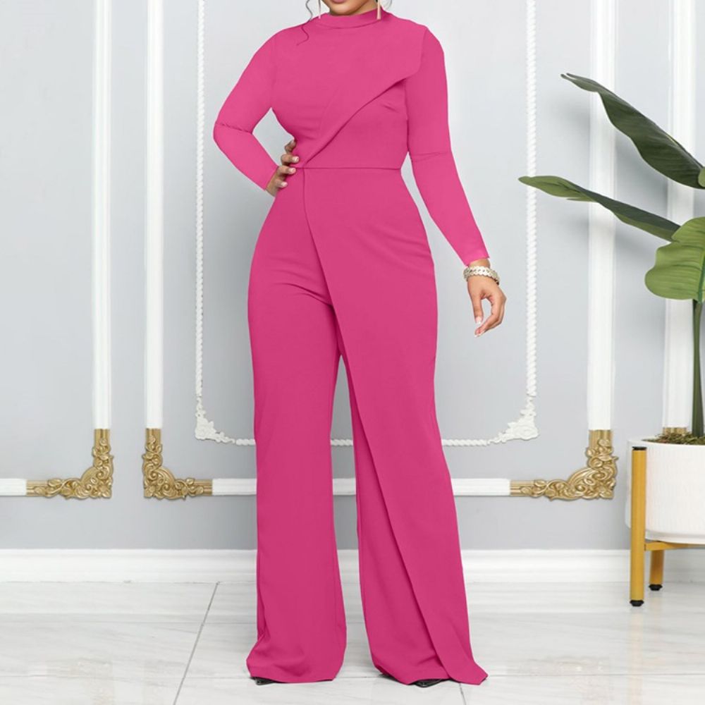 Effen Asymmetrische Mode-Jumpsuit Met Halfhoge Taille