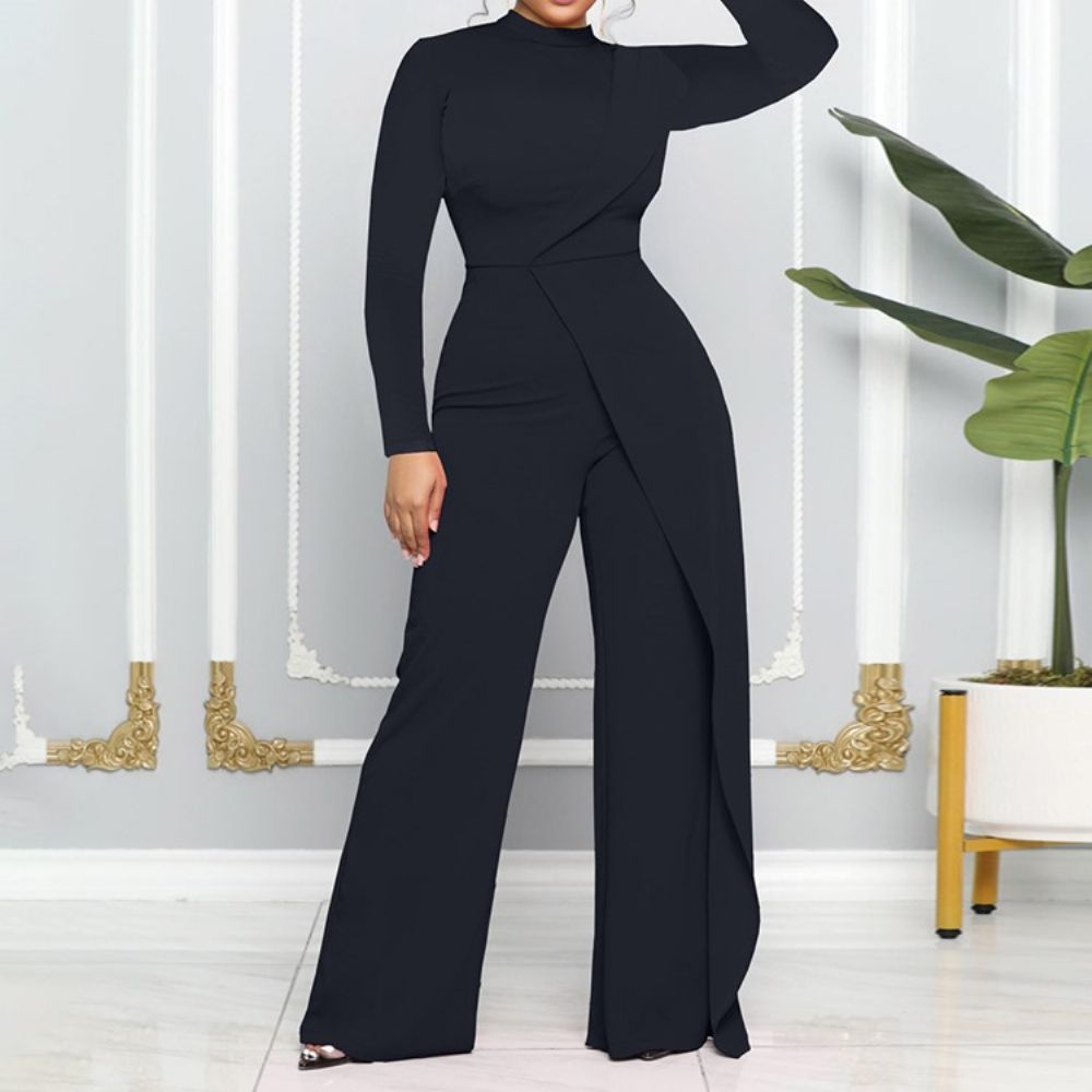 Effen Asymmetrische Mode-Jumpsuit Met Halfhoge Taille