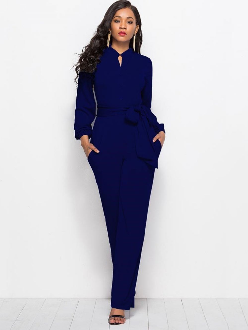 Effen Damesjumpsuit Met Veters