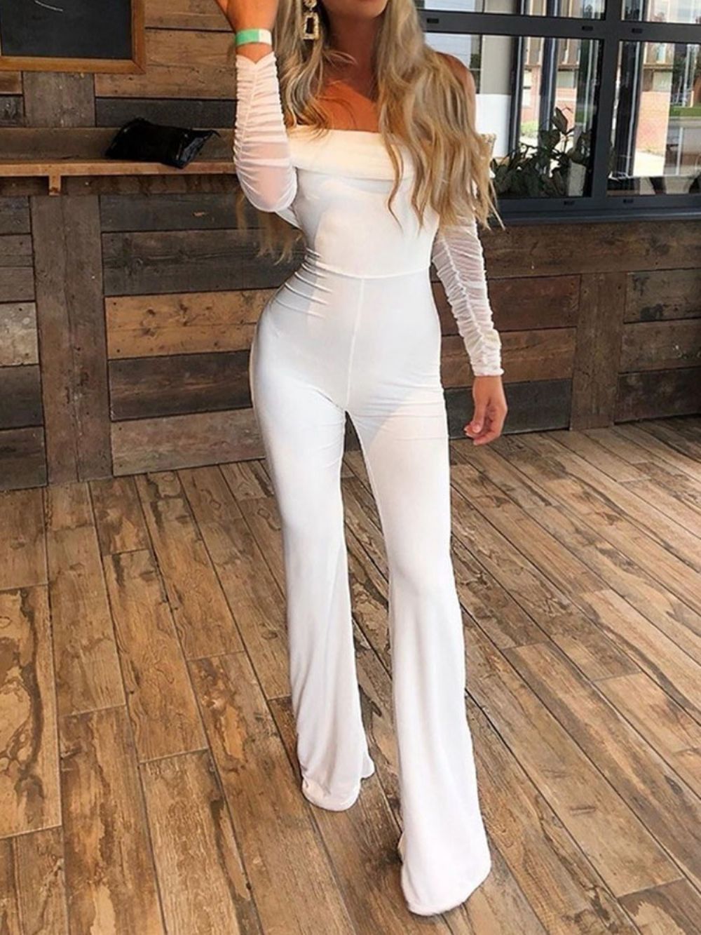 Effen Geplooide Damesjumpsuit Met Hoge Taille En Hoge Taille