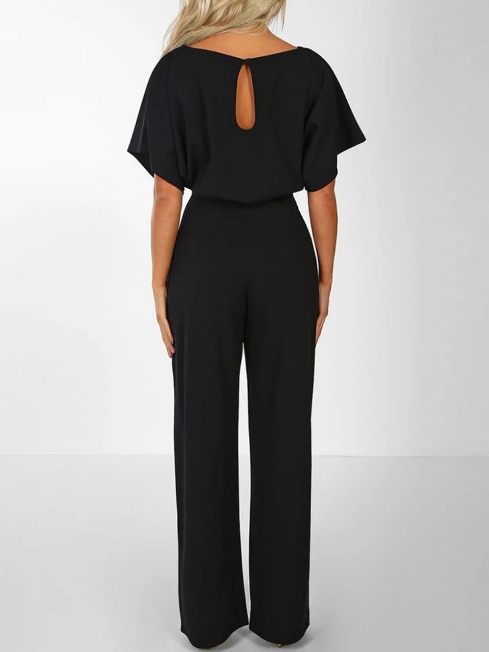 Effen Jumpsuit Met Hoge Taille En Losse Riem Over De Volledige Lengte