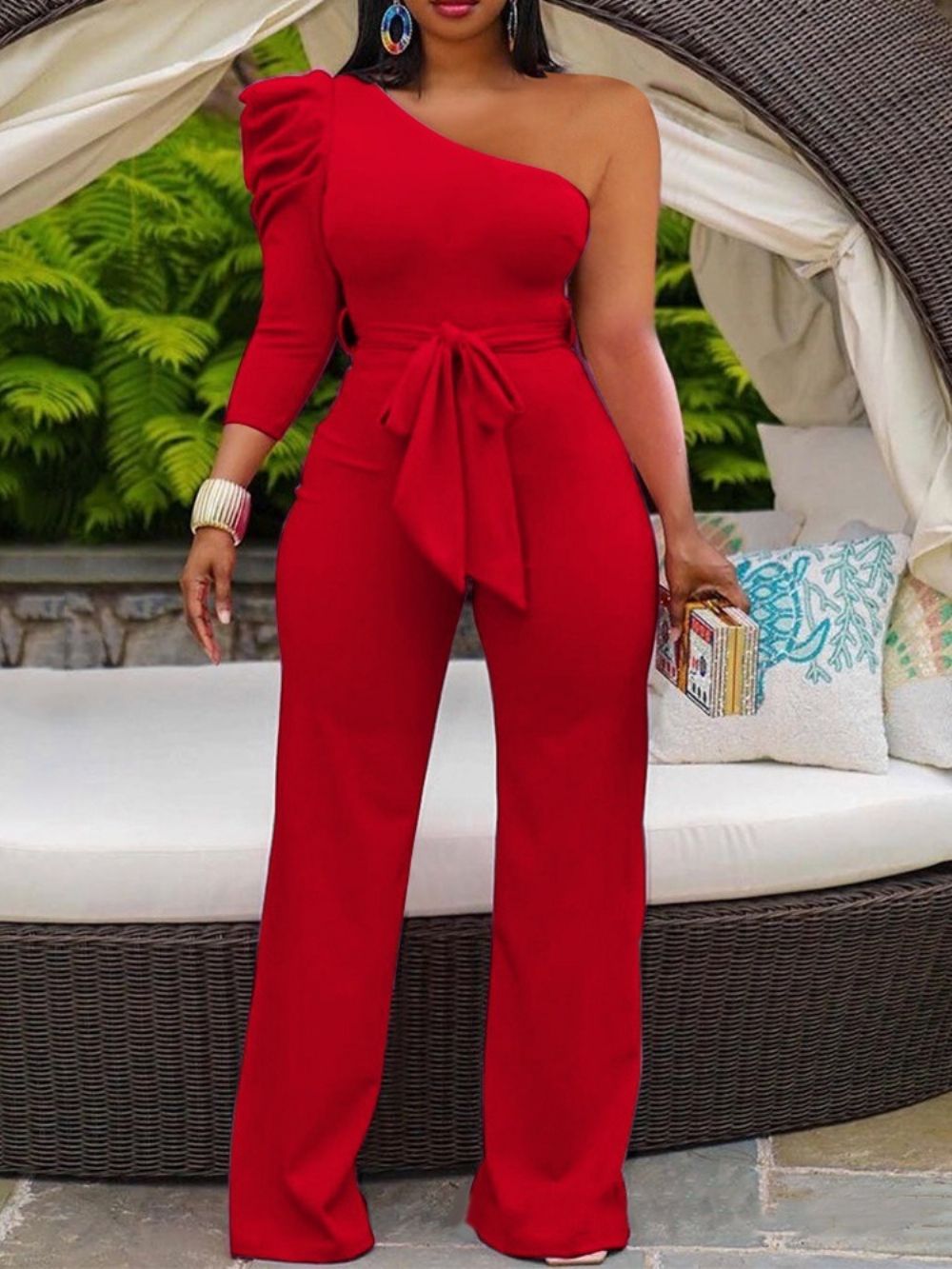 Effen Kantoor Dame Volledige Lengte Slanke Hoge Taille Jumpsuit