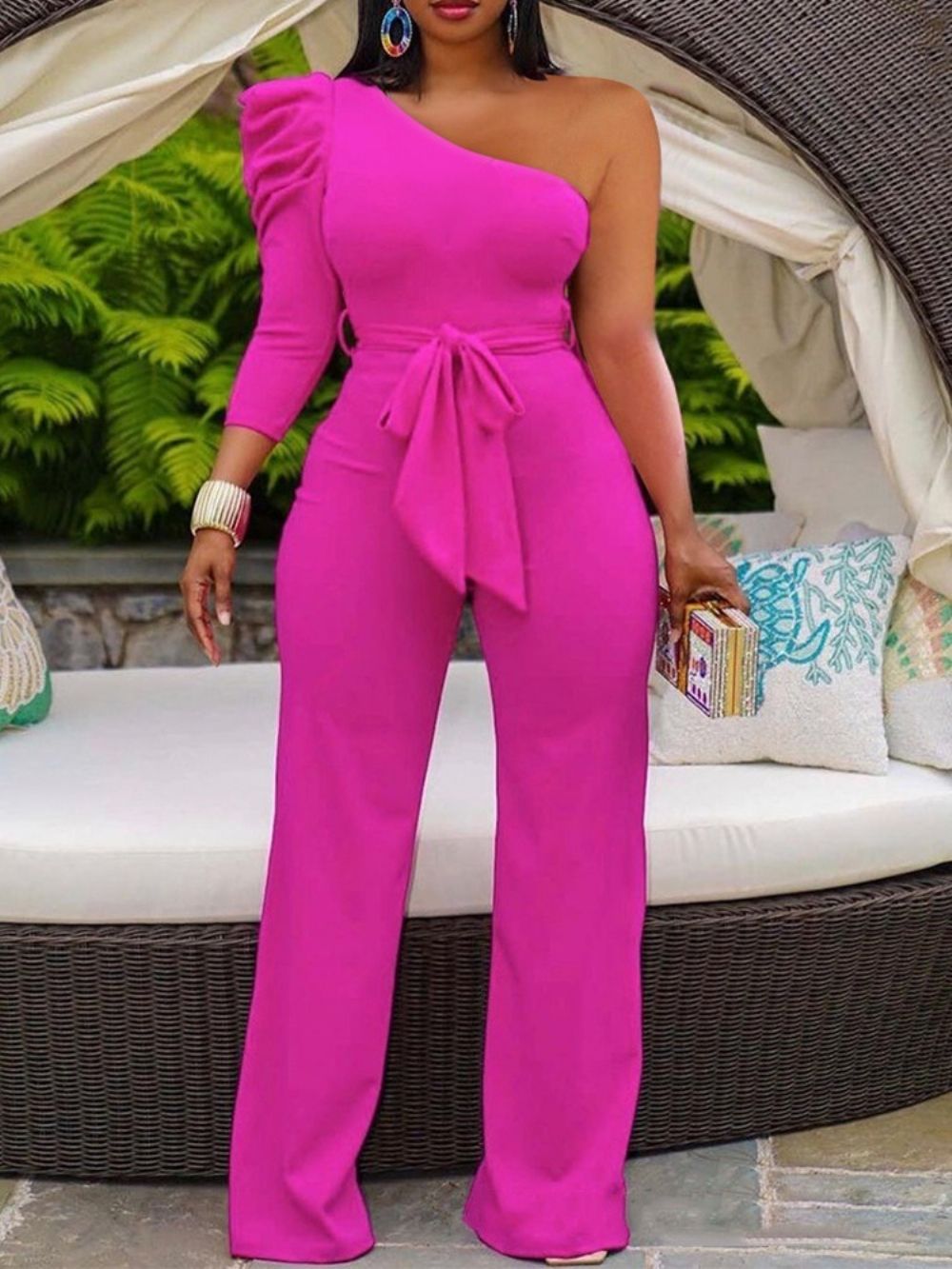 Effen Kantoor Dame Volledige Lengte Slanke Hoge Taille Jumpsuit