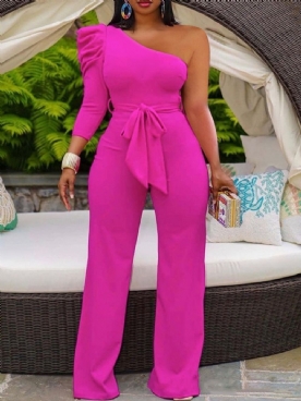 Effen Kantoor Dame Volledige Lengte Slanke Hoge Taille Jumpsuit