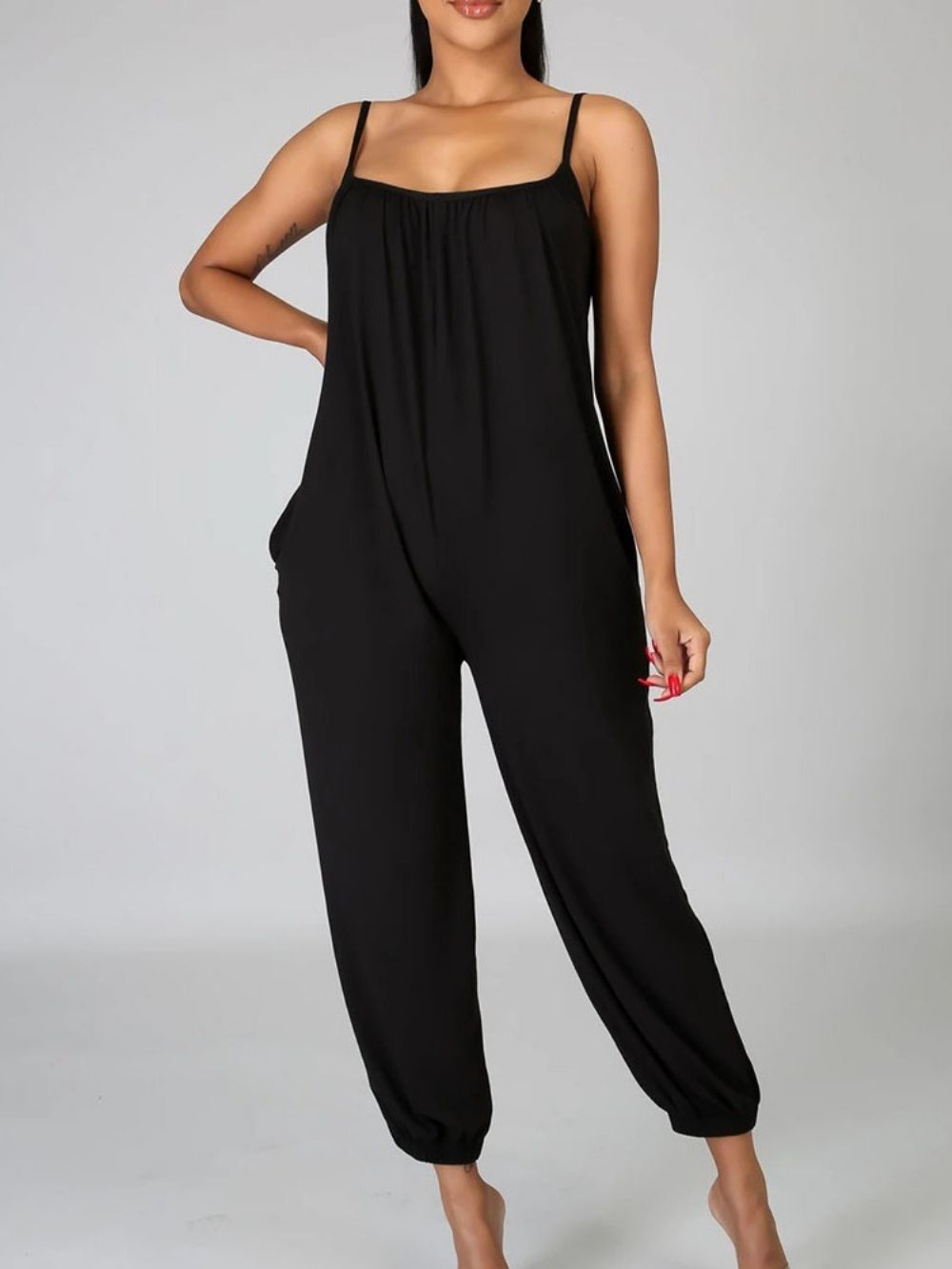 Effen Kantoor Dame Volledige Lengte Slanke Potlood Broek Jumpsuit Dames