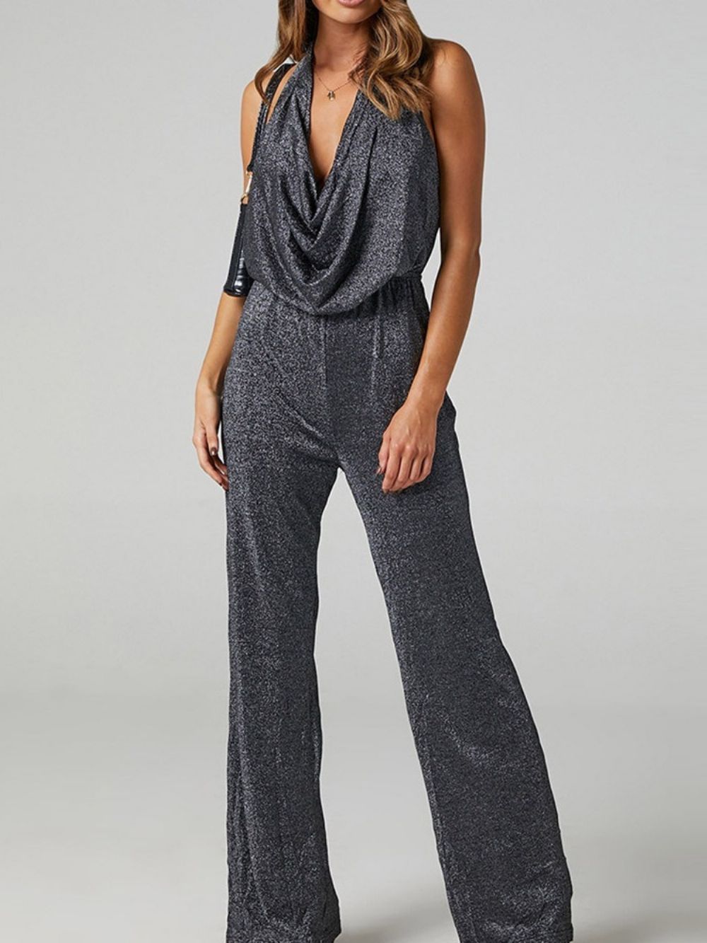 Effen Lange Modieuze Slanke Jumpsuit Met Hoge Taille