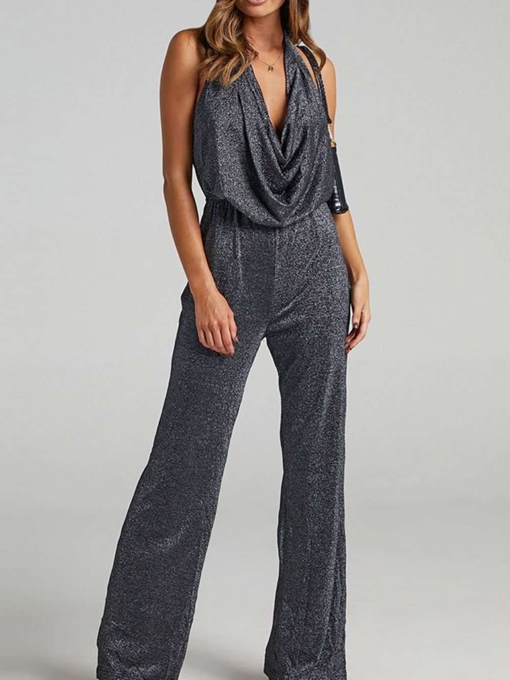 Effen Lange Modieuze Slanke Jumpsuit Met Hoge Taille