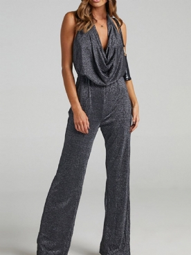 Effen Lange Modieuze Slanke Jumpsuit Met Hoge Taille