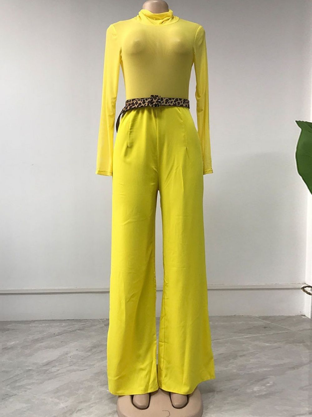 Effen Moderne Jumpsuit Met Volledige Lengte En Slanke Wijde Pijpen