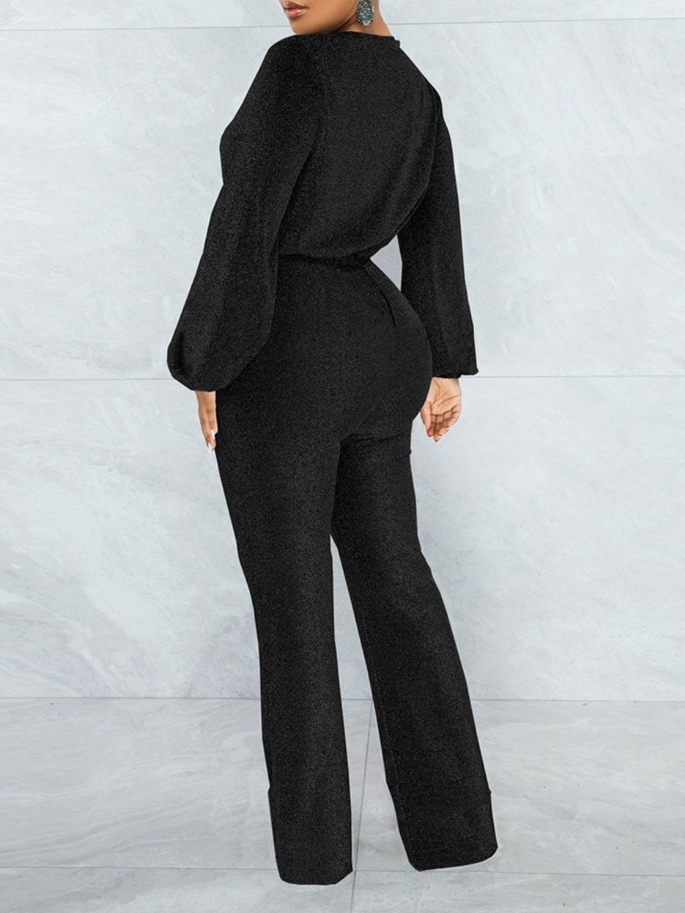 Effen Sexy Jumpsuit Met Volledige Lengte En Rechte Hoge Taille