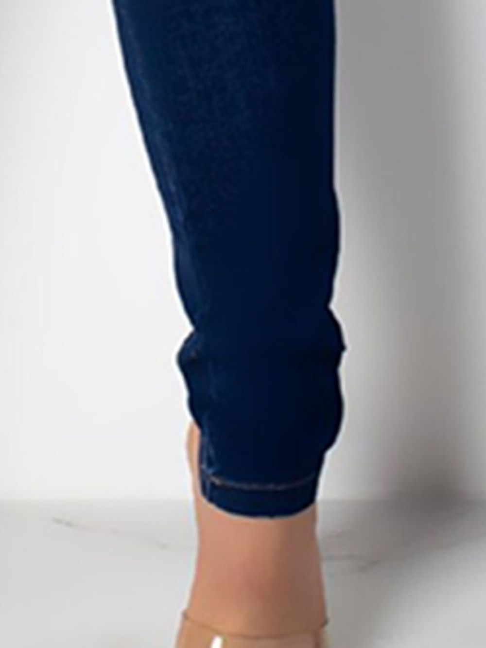 Effen Skinny Jumpsuit Van Denim Met Knopen