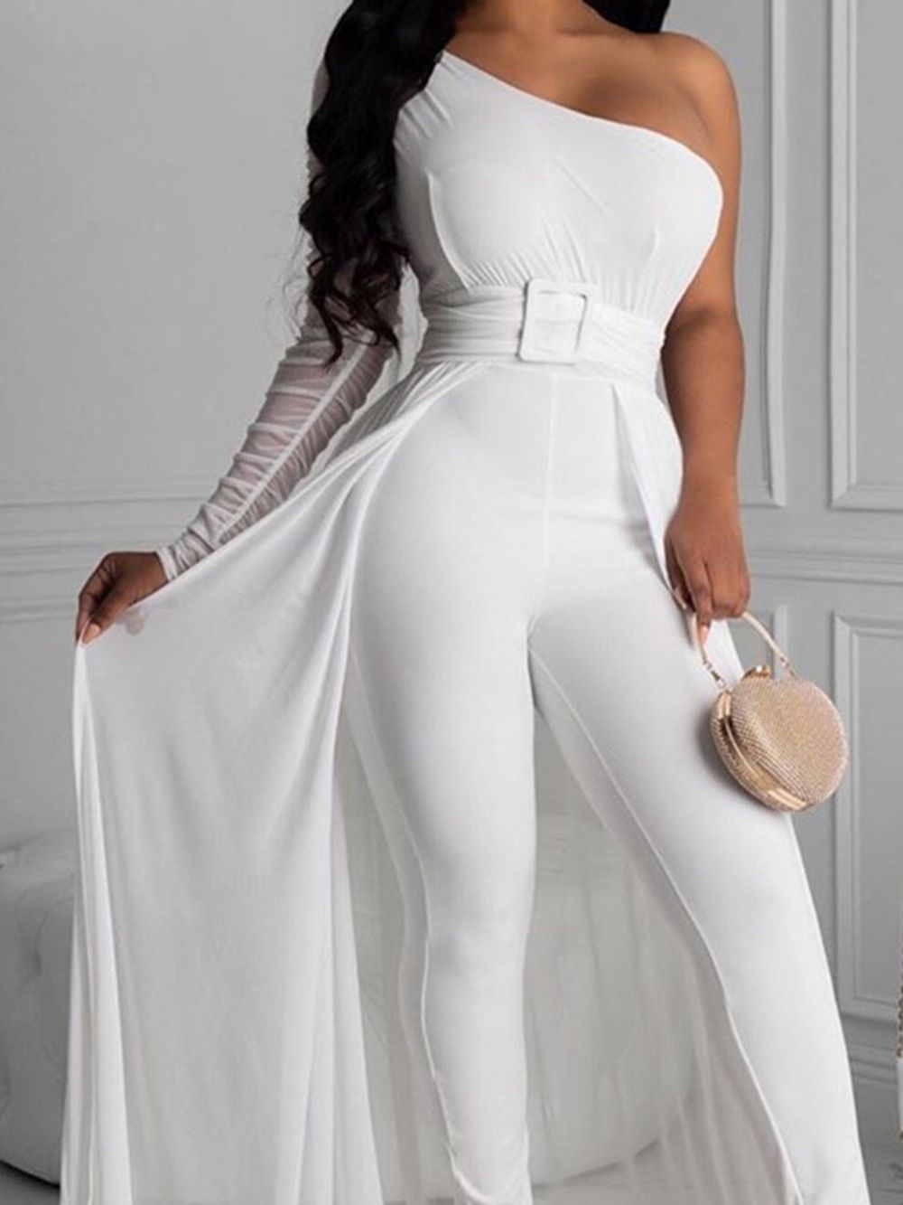 Effen Volle Lengte Zwaluwstaart Hoge Taille Potlood Broek Jumpsuit