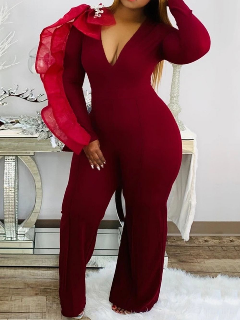 Effen Volledige Lengte Sexy Slanke Hoge Taille Mode Jumpsuit