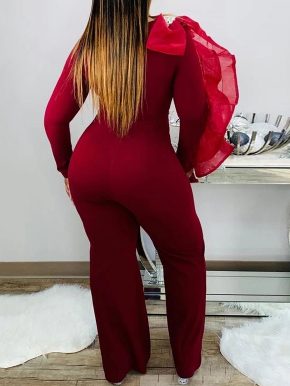 Effen Volledige Lengte Sexy Slanke Hoge Taille Mode Jumpsuit