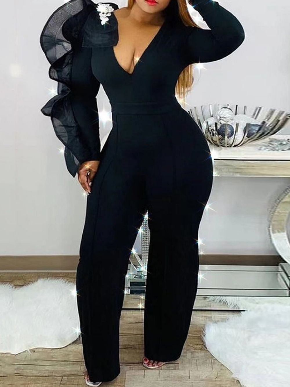 Effen Volledige Lengte Sexy Slanke Hoge Taille Mode Jumpsuit