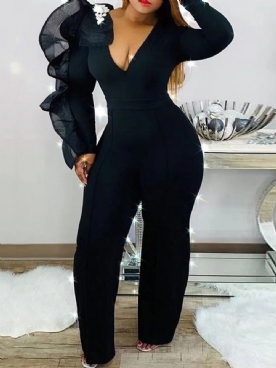 Effen Volledige Lengte Sexy Slanke Hoge Taille Mode Jumpsuit