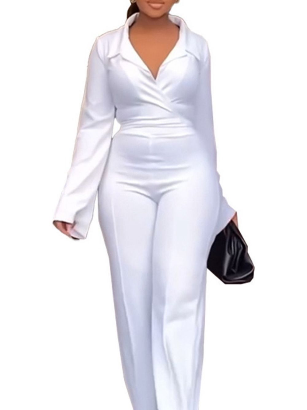 Gele Mode Volledige Lengte Rechte Hoge Taille Jumpsuit