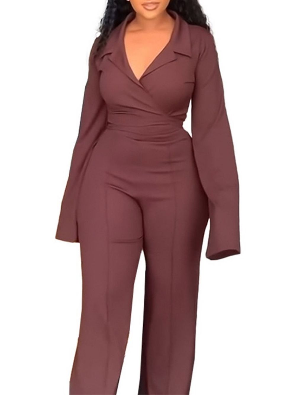 Gele Mode Volledige Lengte Rechte Hoge Taille Jumpsuit