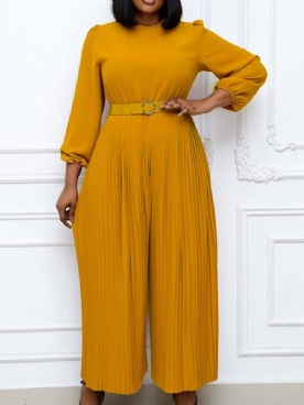 Geplooide Effen Losse Jumpsuit Met Hoge Taille