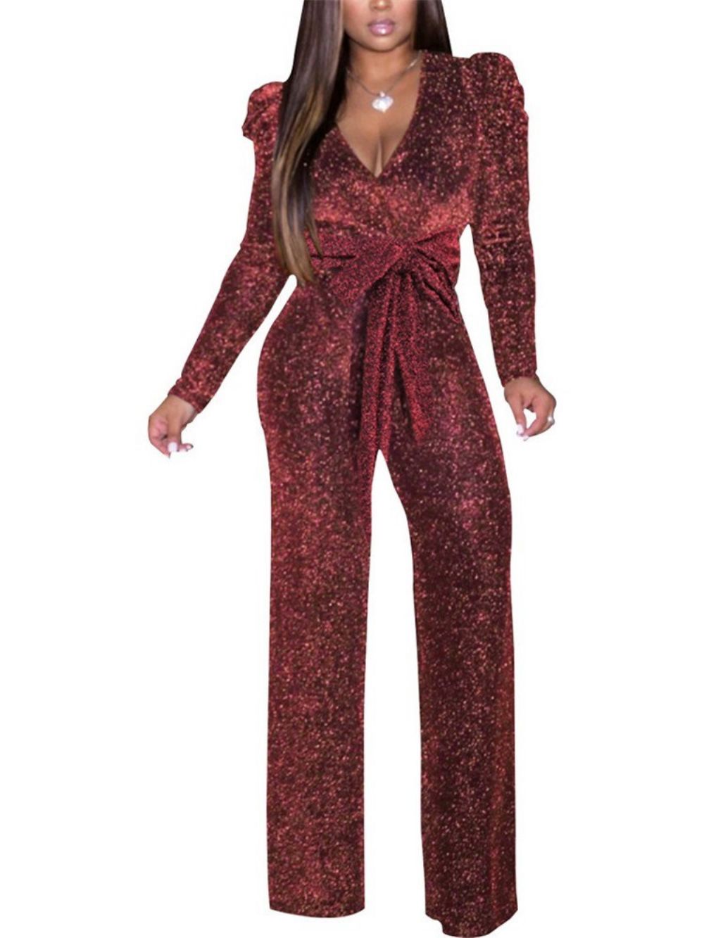 Geplooide Effen Slanke Jumpsuit Over De Volledige Lengte