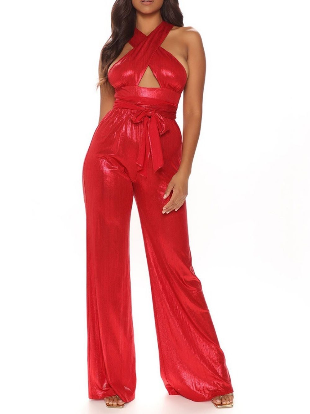 Holle Sexy Slanke Rechte Jumpsuit Over De Volledige Lengte