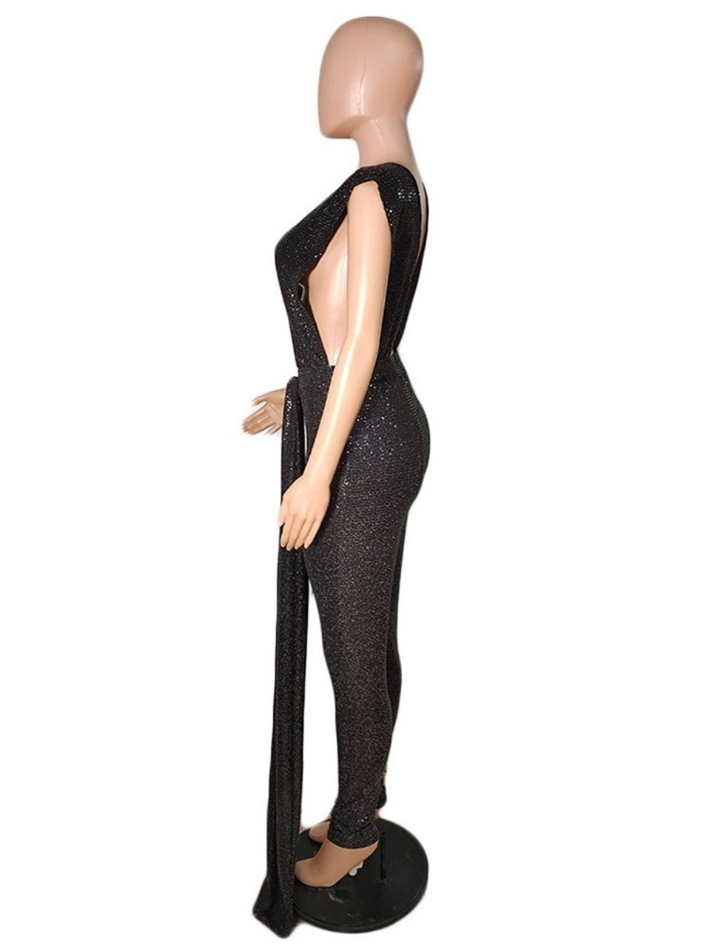 Lurex Effen Lange Slanke Potlood Broek Jumpsuit