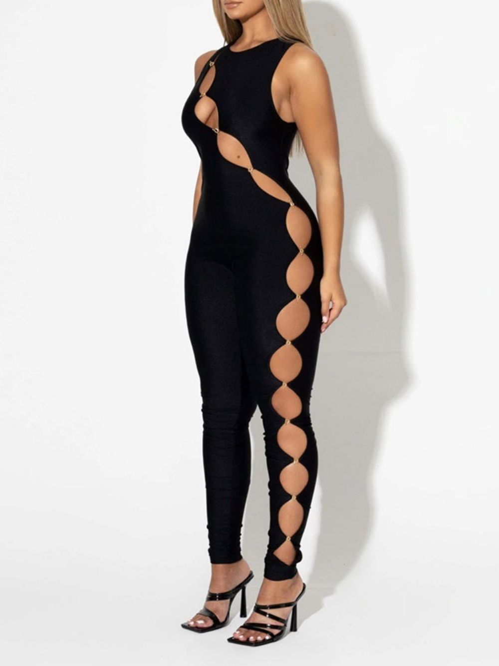 Mode Asymmetrische Potloodbroek Over De Hele Lengte Skinny Jumpsuit