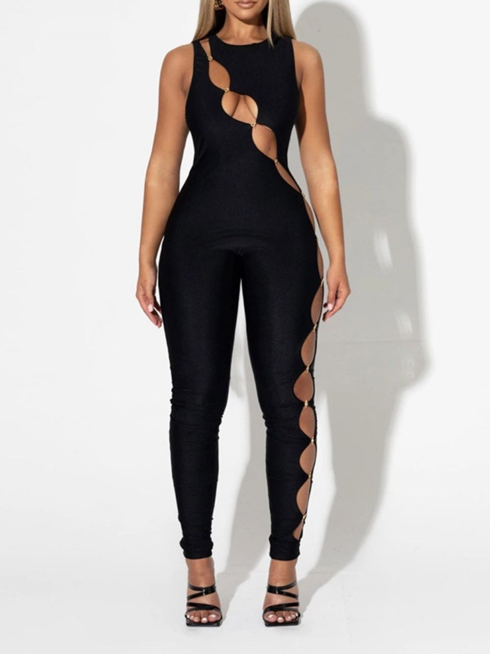 Mode Asymmetrische Potloodbroek Over De Hele Lengte Skinny Jumpsuit