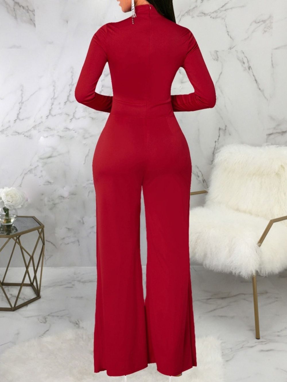 Mode Asymmetrische Slanke Jumpsuit Met Volledige Lengte En Halfhoge Taille