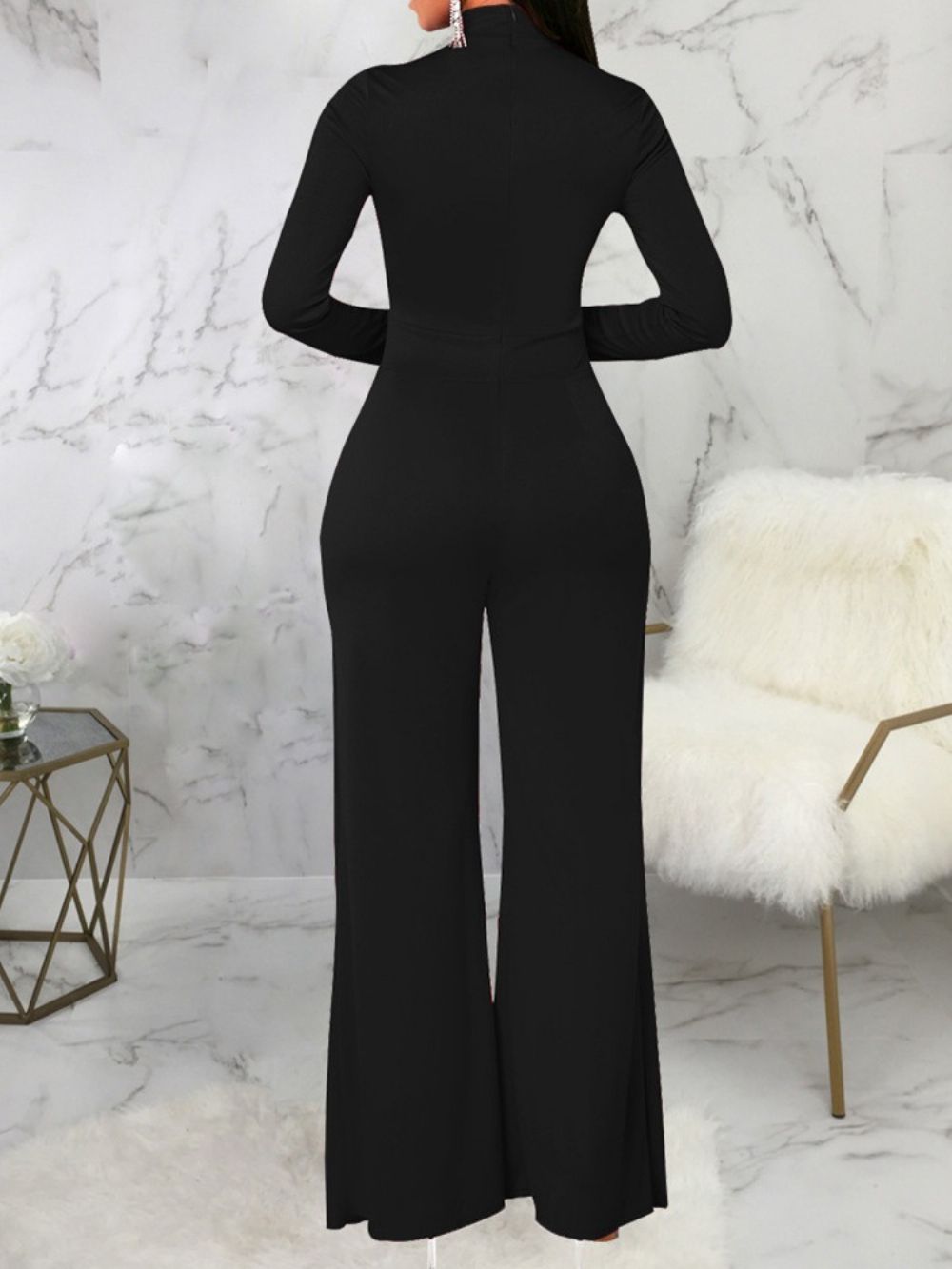 Mode Asymmetrische Slanke Jumpsuit Met Volledige Lengte En Halfhoge Taille