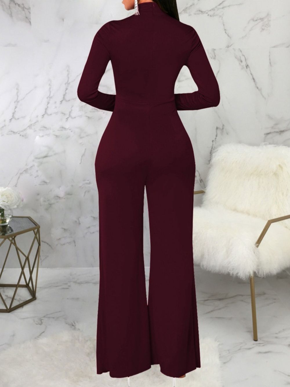 Mode Asymmetrische Slanke Jumpsuit Met Volledige Lengte En Halfhoge Taille