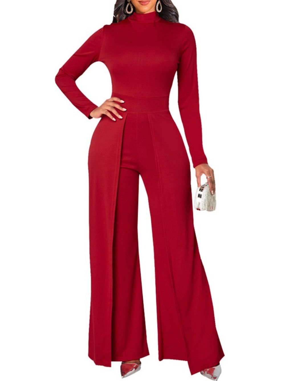 Mode Asymmetrische Slanke Jumpsuit Met Volledige Lengte En Halfhoge Taille