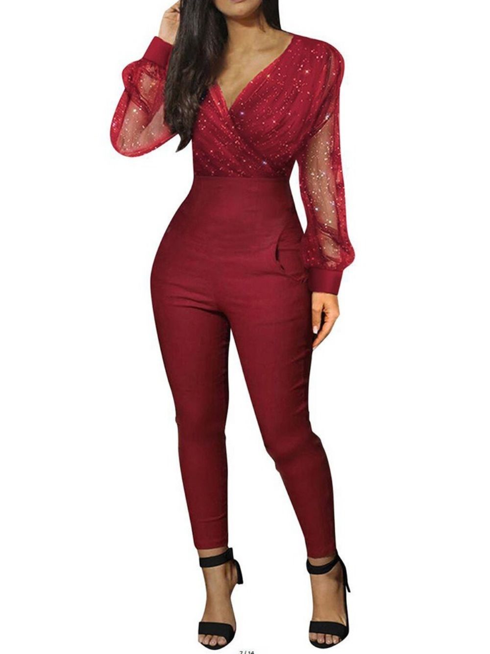 Mode Doorschijnende Mid Waist Potloodbroek Jumpsuit Met Volledige Lengte