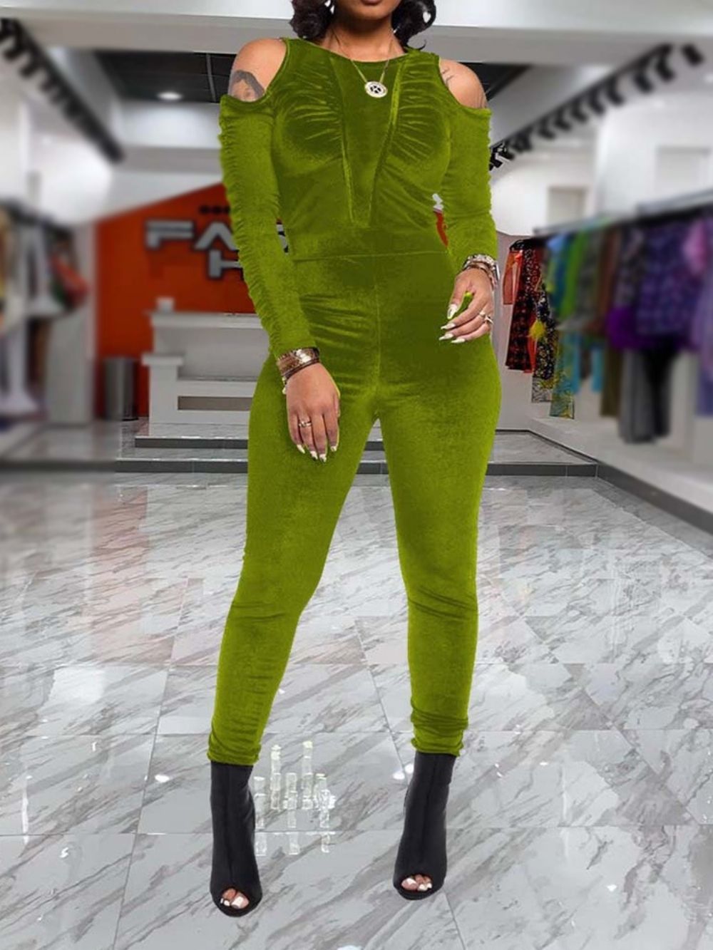 Mode Effen Geplooide Skinny Potlood Broek Jumpsuit