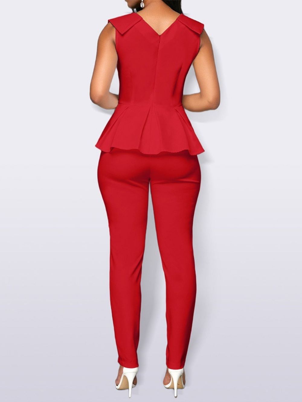 Mode Effen Jumpsuit Met Volledige Lengte En Rechte Hoge Taille