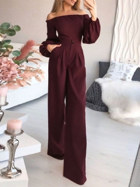 Mode-Uniforme Slanke Jumpsuit Met Hoge Taille Over De Volledige Lengte