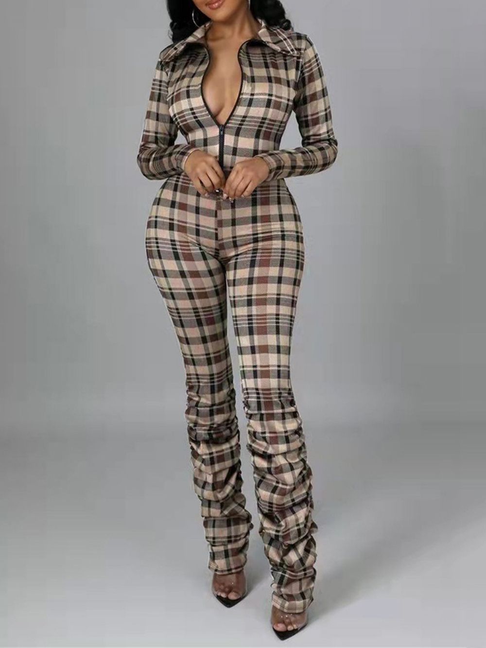 Modieuze Skinny Jumpsuit Met Volledige Lengte En Print