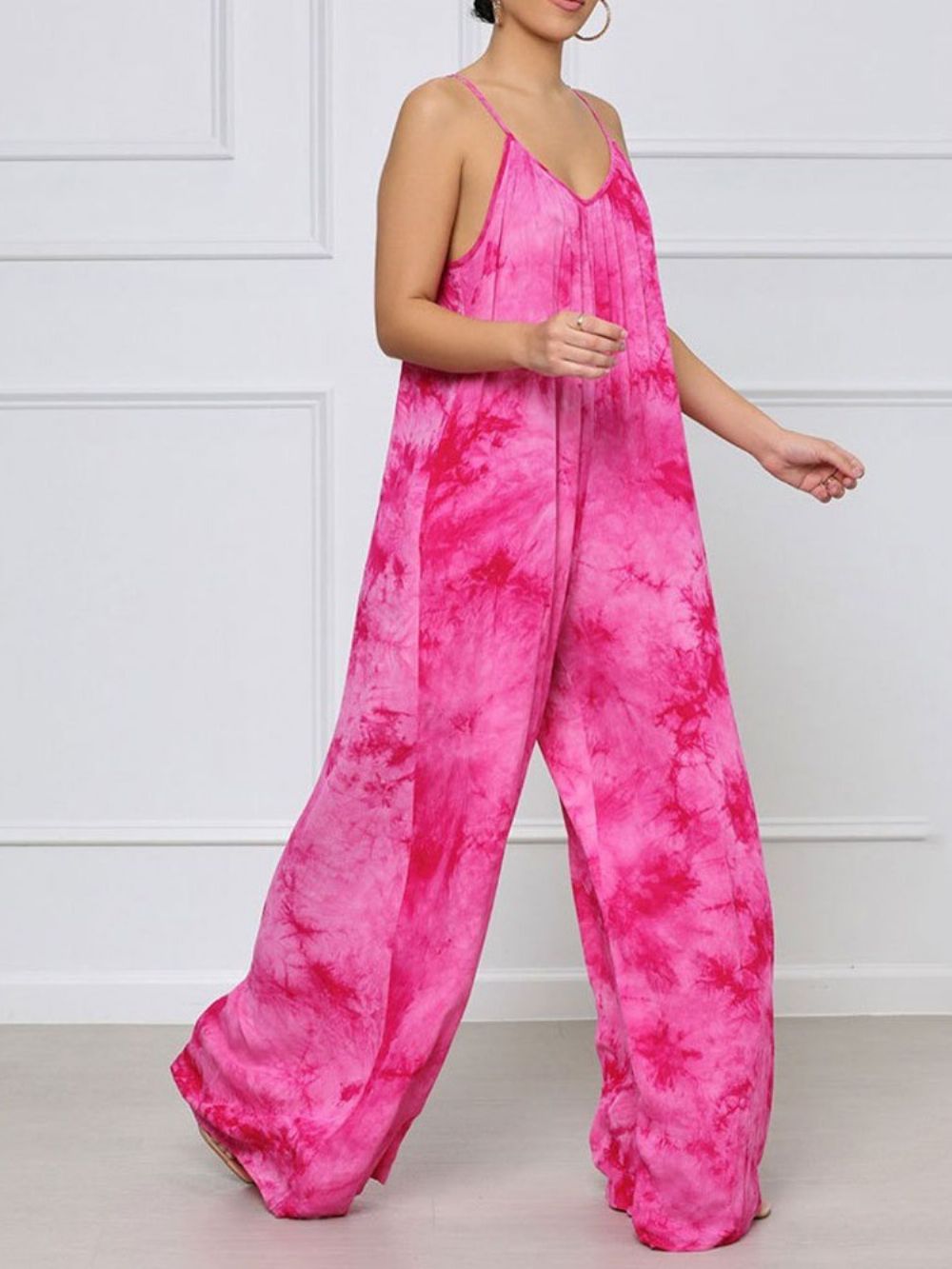 Modieuze Slanke Jumpsuit Met Hoge Taille En Veters Over De Volledige Lengte