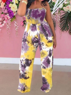 Modieuze Slanke Jumpsuit Met Hoge Taille En Veters Over De Volledige Lengte