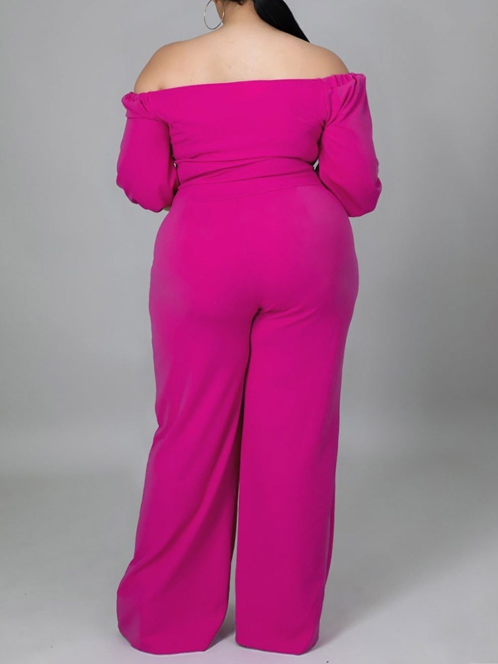 Plus maat Effen Veter Jumpsuit Met Hoge Taille En Volledige Lengte